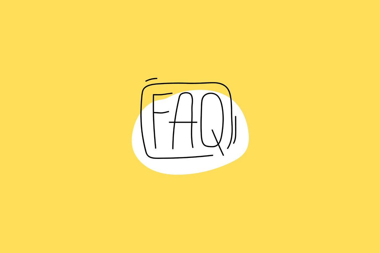 FAQ (Buchstaven) weiß auf gelb
